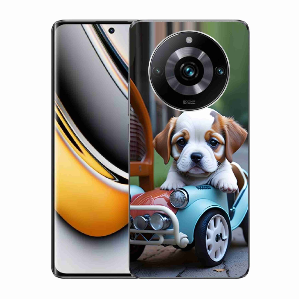Gelový kryt mmCase na Realme 11 Pro 5G/11 Pro+ 5G - štěně v retro autě