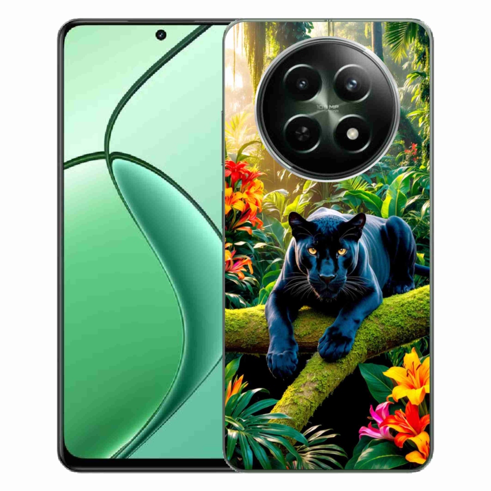 Gelový kryt mmCase na Realme 12 5G/12x 5G - černý panter v džungli