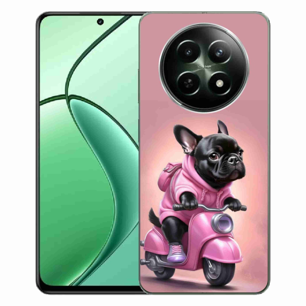 Gelový kryt mmCase na Realme 12 5G/12x 5G - francouzský buldoček na skútru