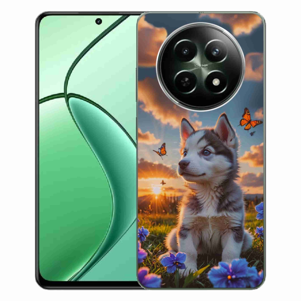 Gelový kryt mmCase na Realme 12 5G/12x 5G - husky při západu slunce