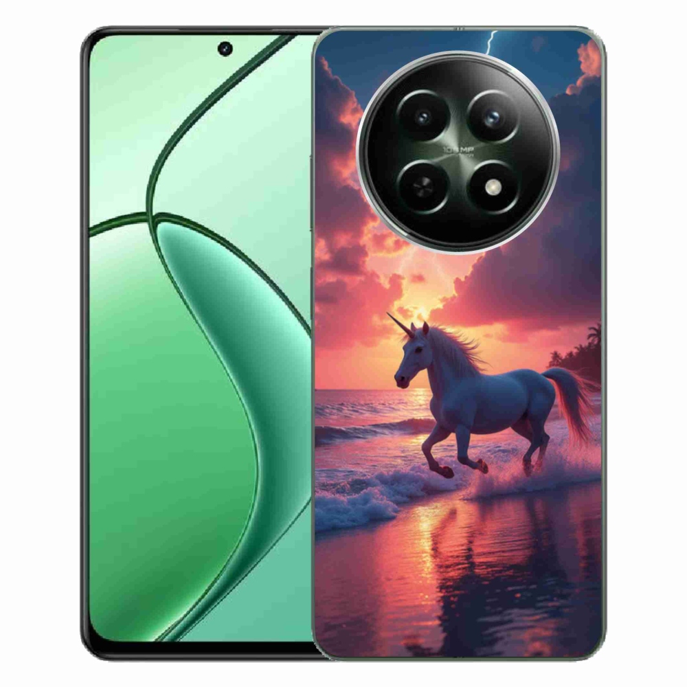 Gelový kryt mmCase na Realme 12 5G/12x 5G - jednorožec na pláži