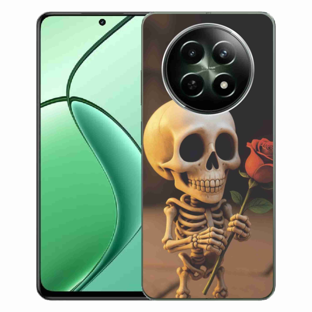 Gelový kryt mmCase na Realme 12 5G/12x 5G - kostlivec s růží