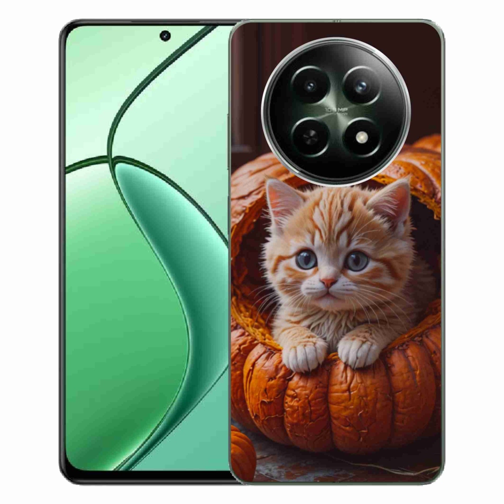 Gelový kryt mmCase na Realme 12 5G/12x 5G - kotě a dýně 2