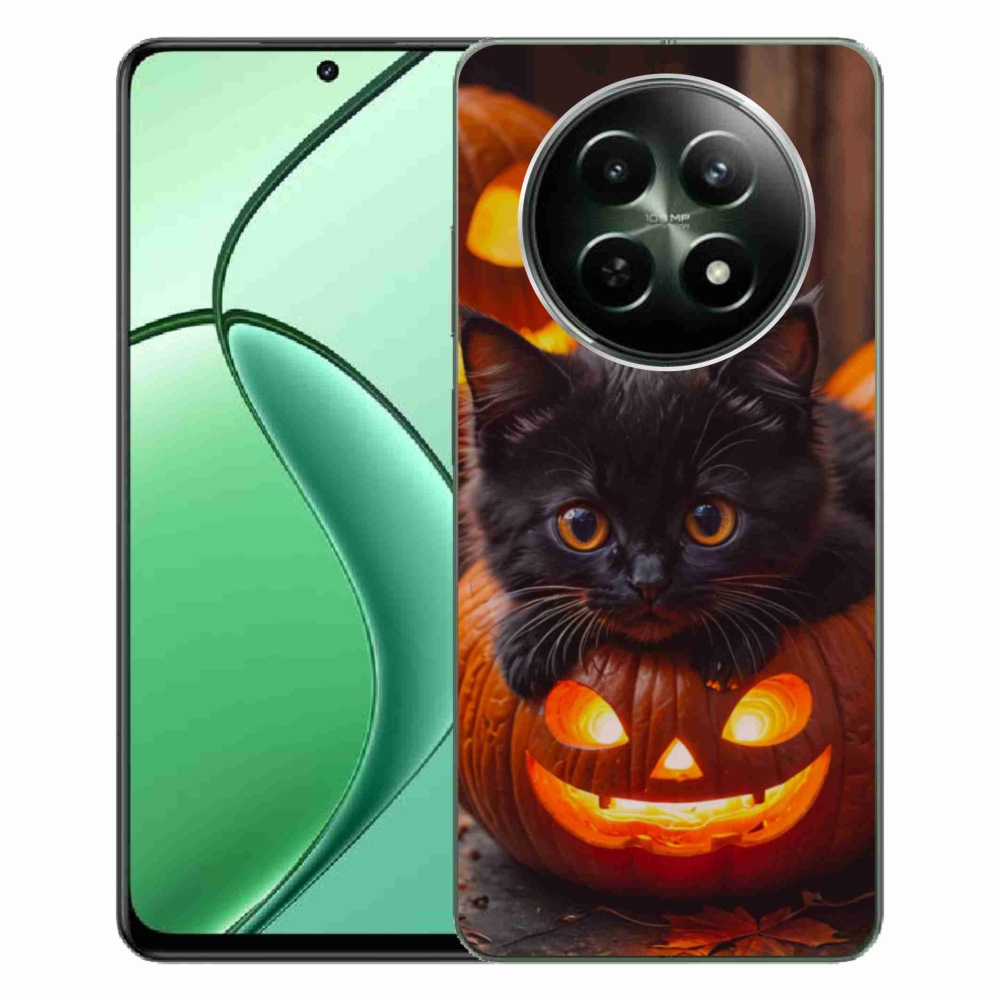 Gelový kryt mmCase na Realme 12 5G/12x 5G - kotě a dýně