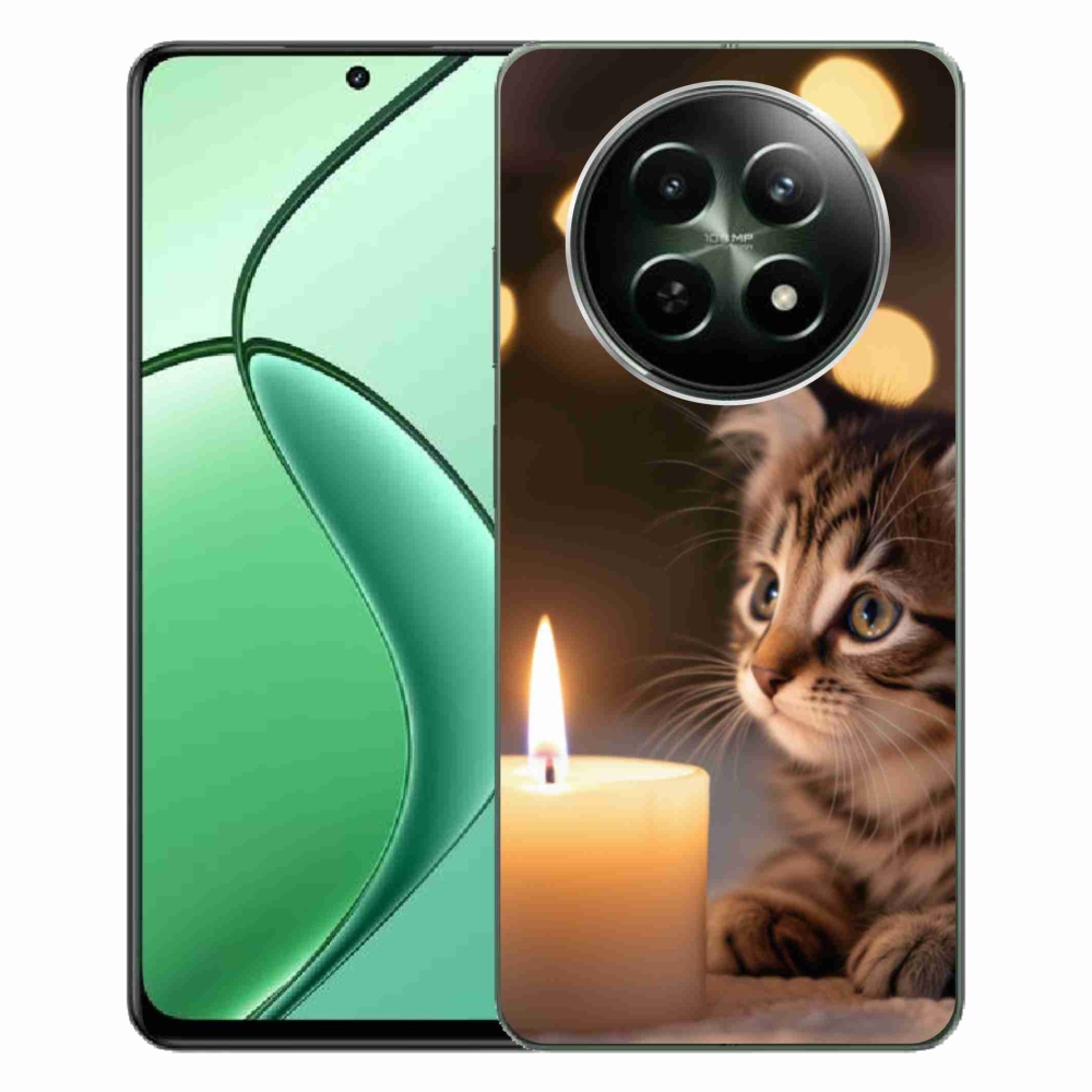 Gelový kryt mmCase na Realme 12 5G/12x 5G - kotě a svíčka