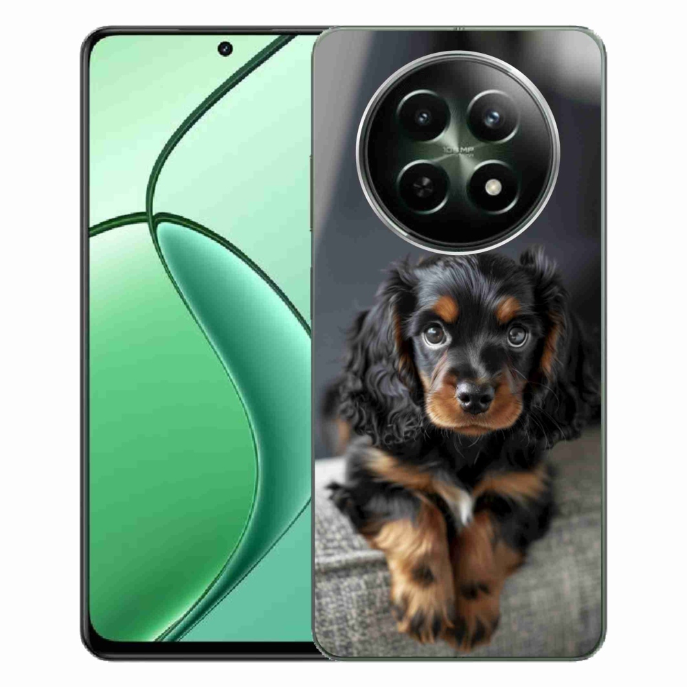 Gelový kryt mmCase na Realme 12 5G/12x 5G - roztomilý dlouhosrstý jezevčík