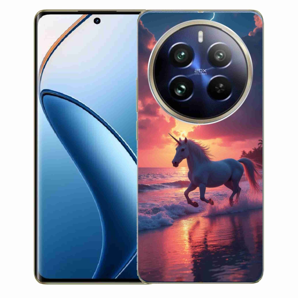 Gelový kryt mmCase na Realme 12 Pro 5G/12 Pro+ 5G - jednorožec na pláži