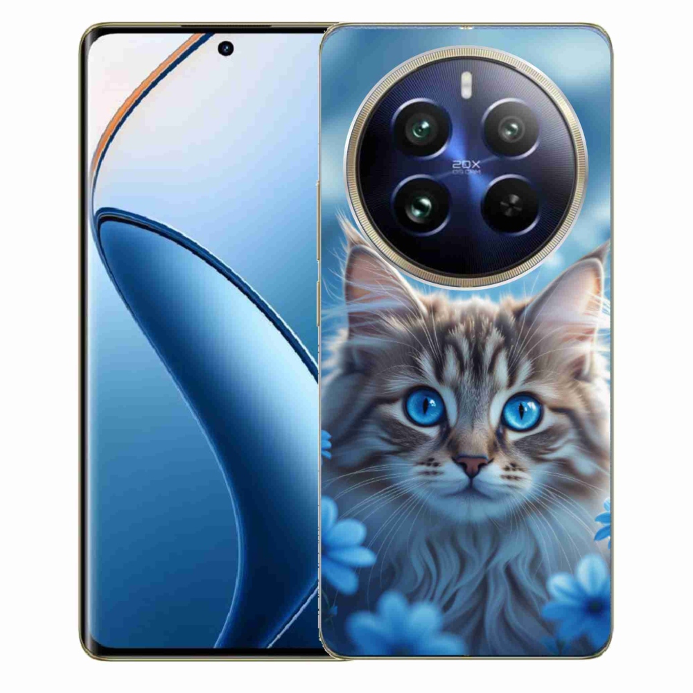 Gelový kryt mmCase na Realme 12 Pro 5G/12 Pro+ 5G - koťátko v modrých květech