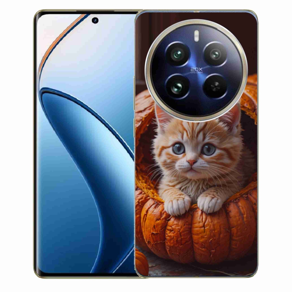 Gelový kryt mmCase na Realme 12 Pro 5G/12 Pro+ 5G - kotě a dýně 2