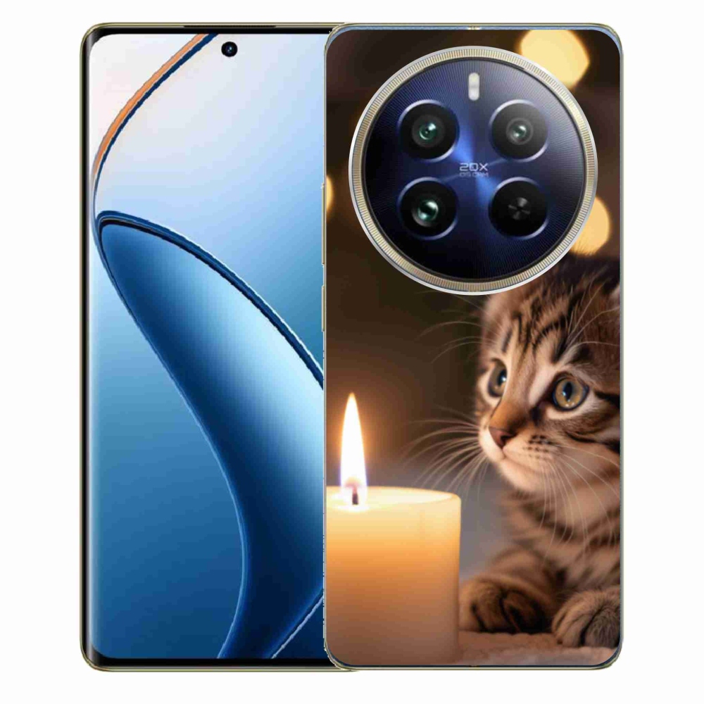 Gelový kryt mmCase na Realme 12 Pro 5G/12 Pro+ 5G - kotě a svíčka