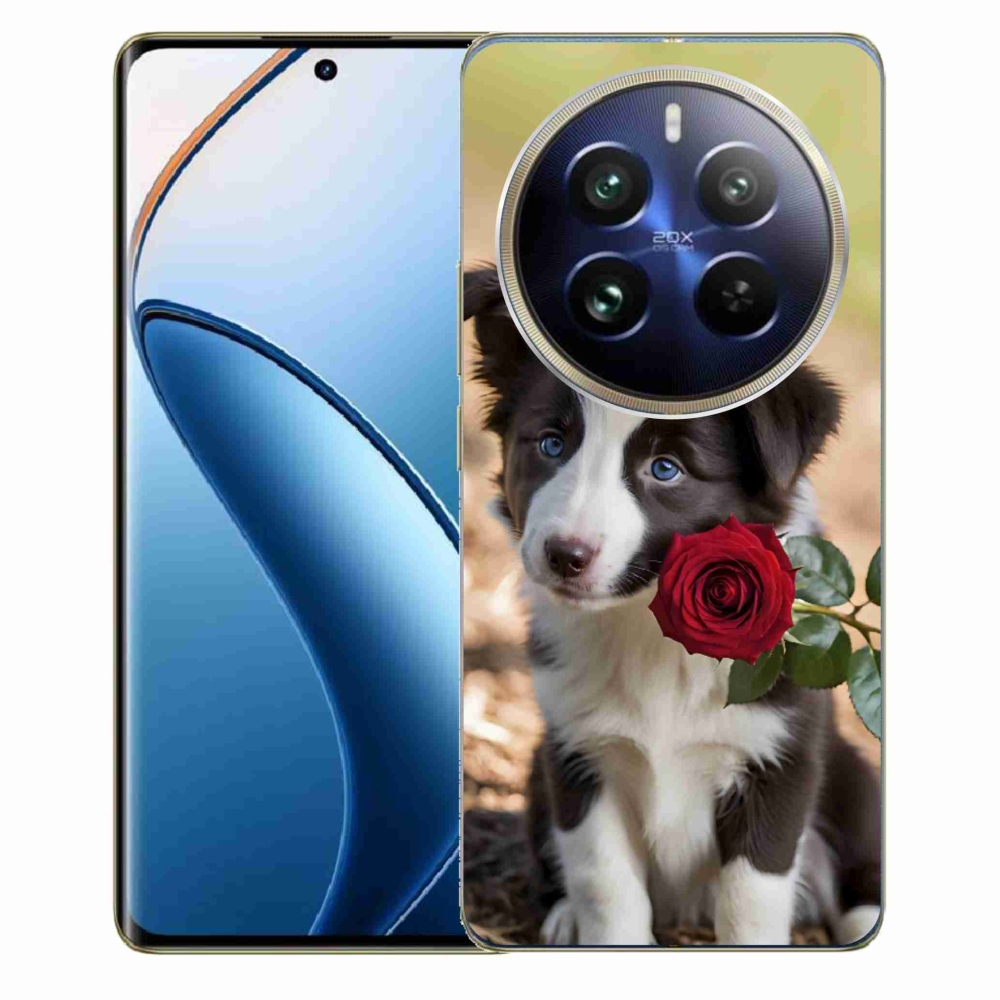 Gelový kryt mmCase na Realme 12 Pro 5G/12 Pro+ 5G - roztomilá border kolie s růží