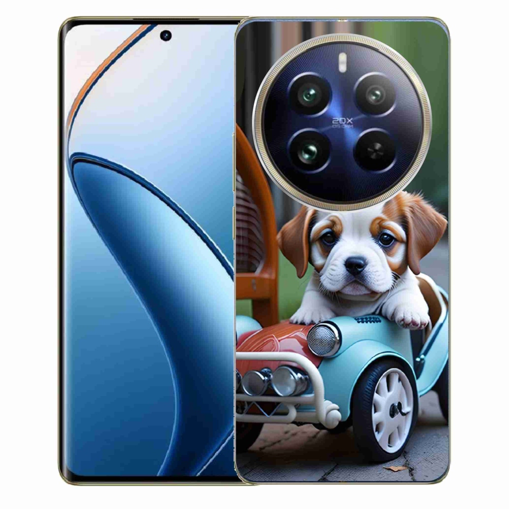 Gelový kryt mmCase na Realme 12 Pro 5G/12 Pro+ 5G - štěně v retro autě