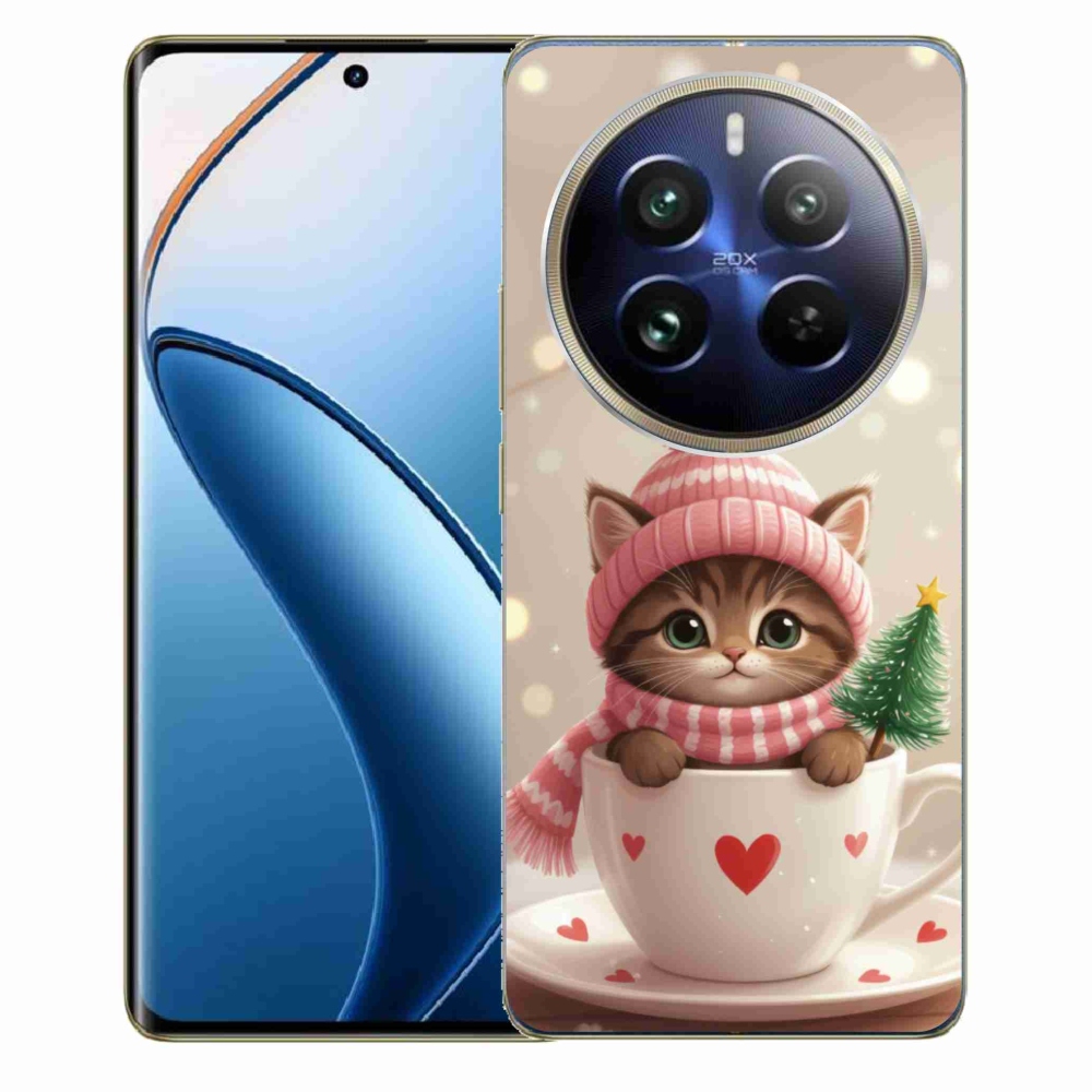 Gelový kryt mmCase na Realme 12 Pro 5G/12 Pro+ 5G - vánoční kotě v hrnku