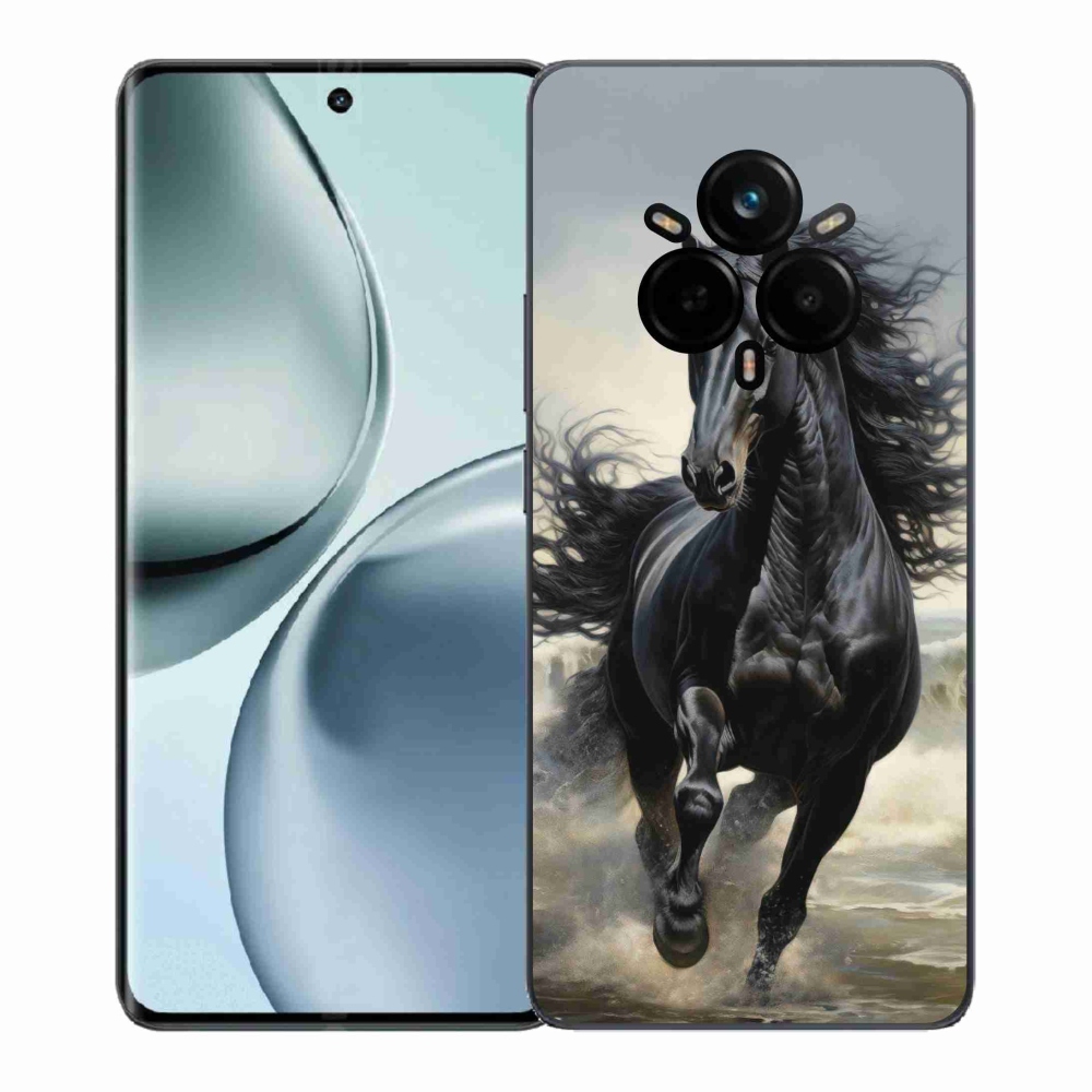 Gelový kryt mmCase na Realme 14 Pro+ 5G - běžící černý kůň