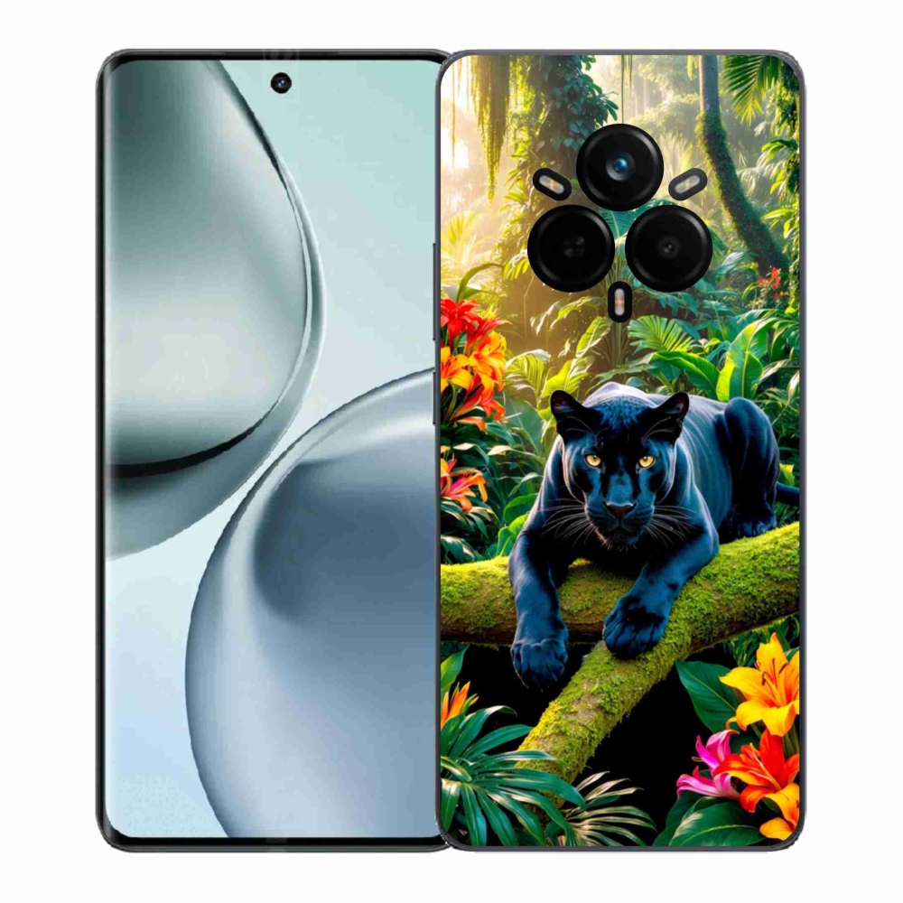 Gelový kryt mmCase na Realme 14 Pro 5G - černý panter v džungli