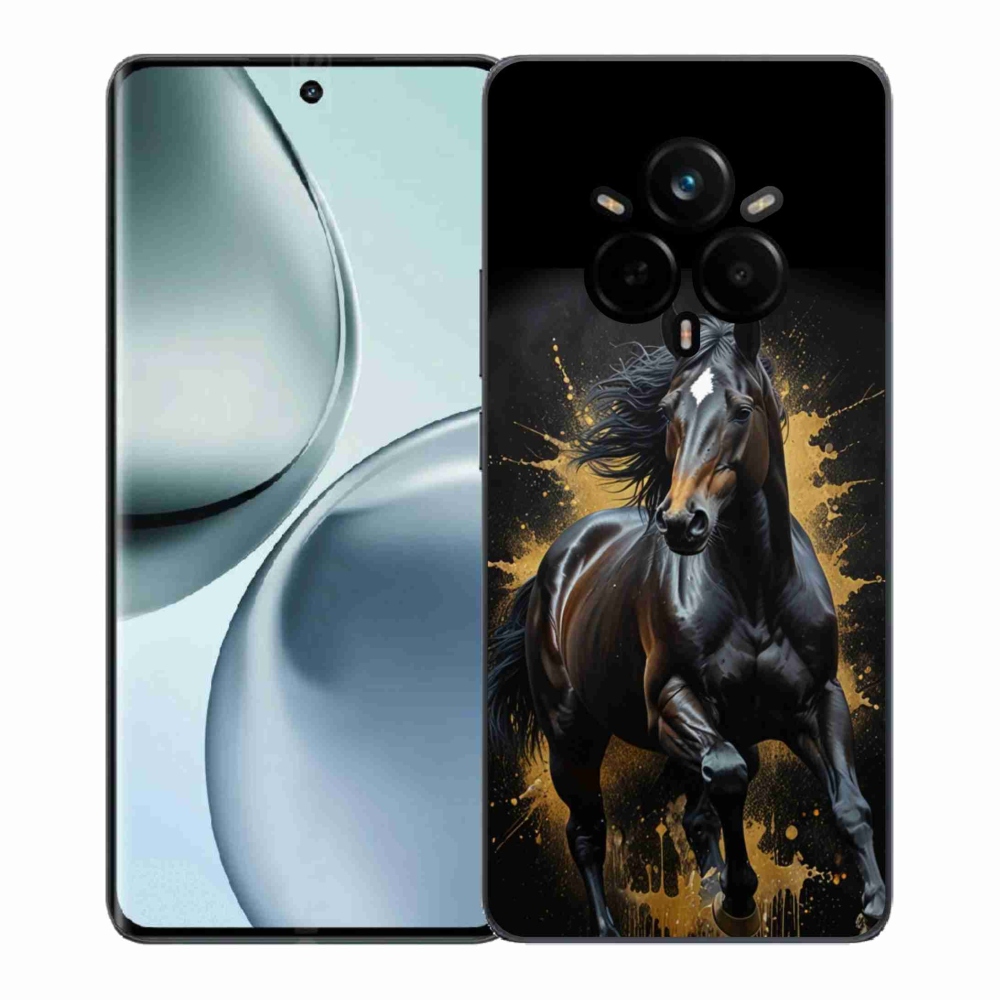 Gelový kryt mmCase na Realme 14 Pro 5G - elegantní černý hřebec