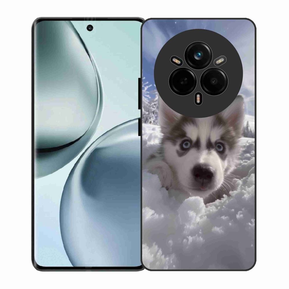 Gelový kryt mmCase na Realme 14 Pro 5G - husky ve sněhu