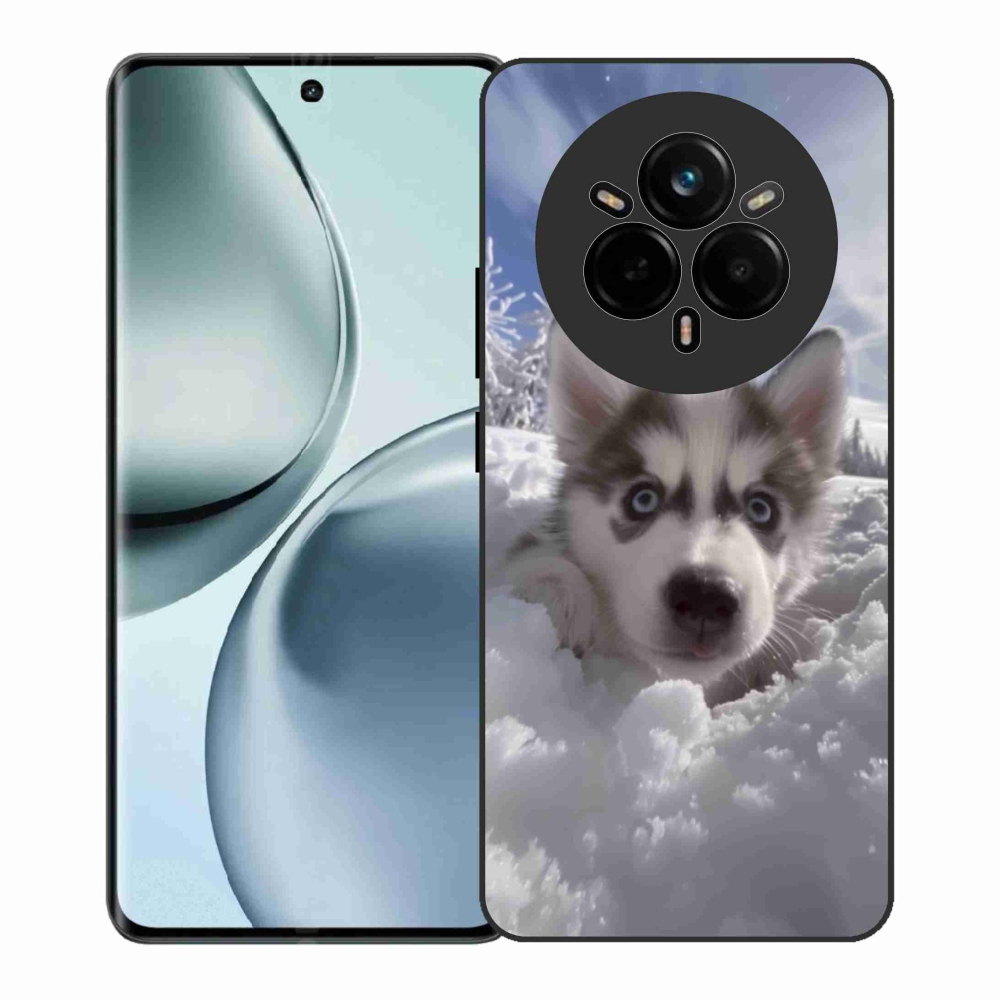 Gelový kryt mmCase na Realme 14 Pro+ 5G - husky ve sněhu