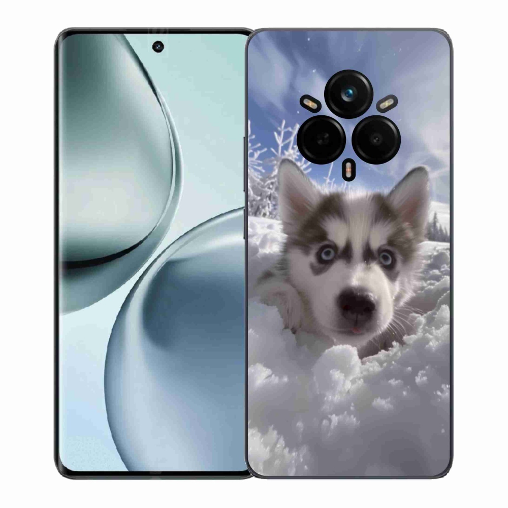 Gelový kryt mmCase na Realme 14 Pro 5G - husky ve sněhu