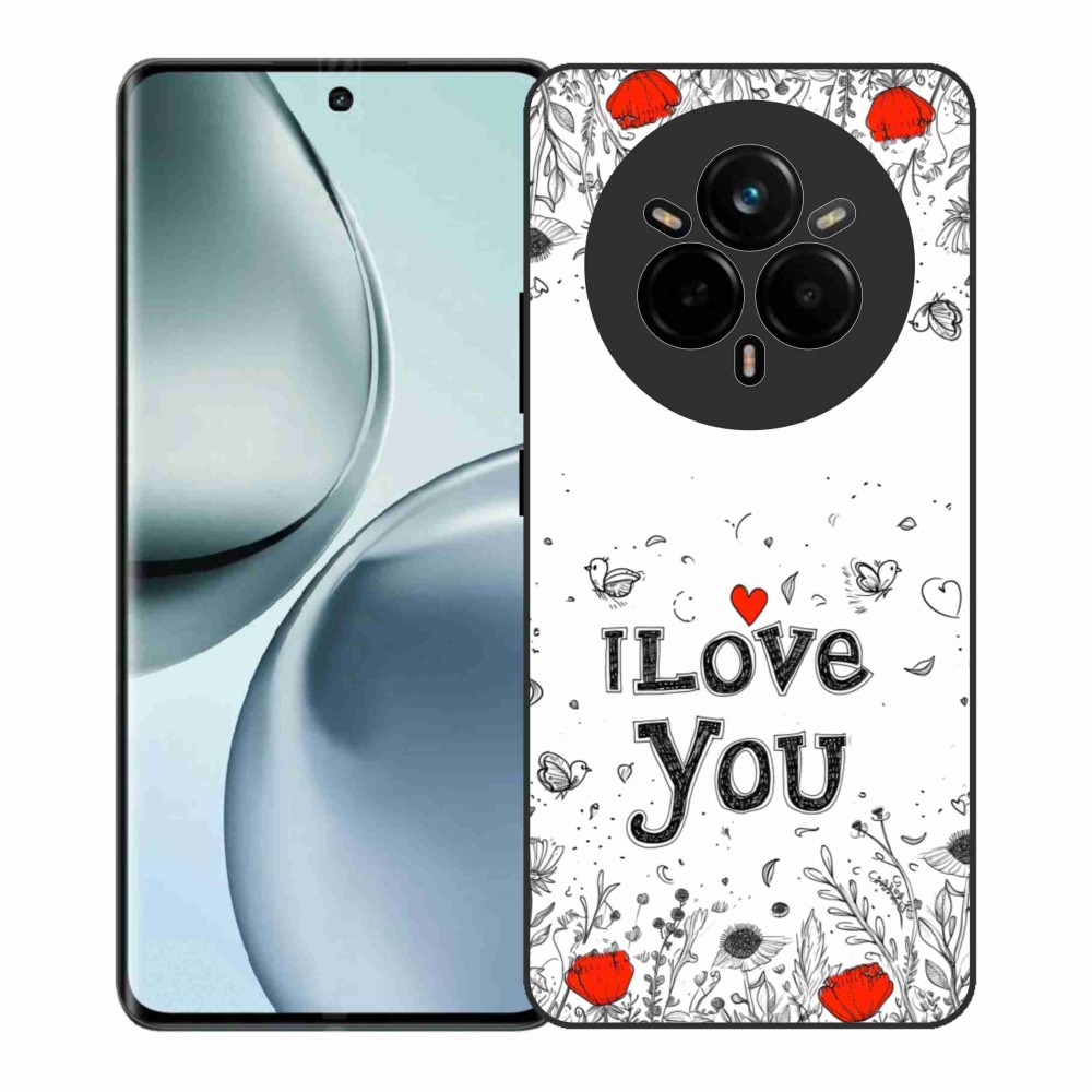 Gelový kryt mmCase na Realme 14 Pro+ 5G - I love you bílé pozadí