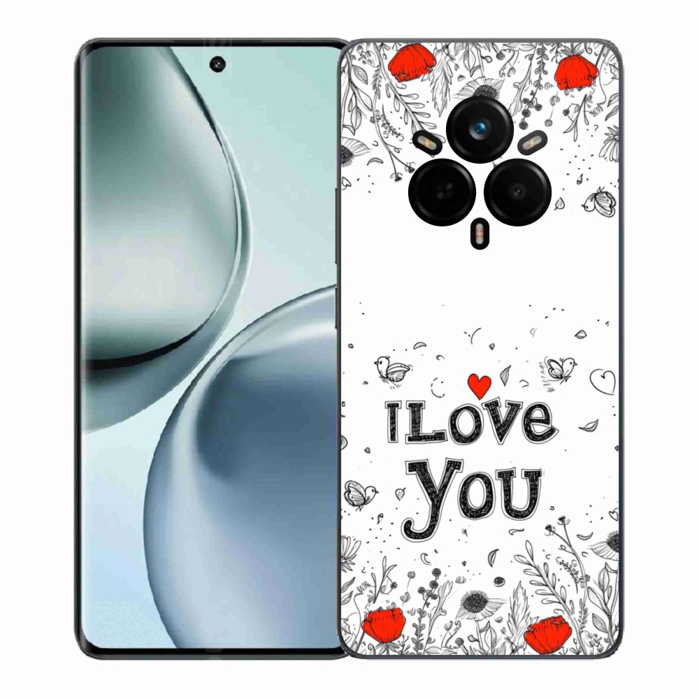 Gelový kryt mmCase na Realme 14 Pro+ 5G - I love you bílé pozadí
