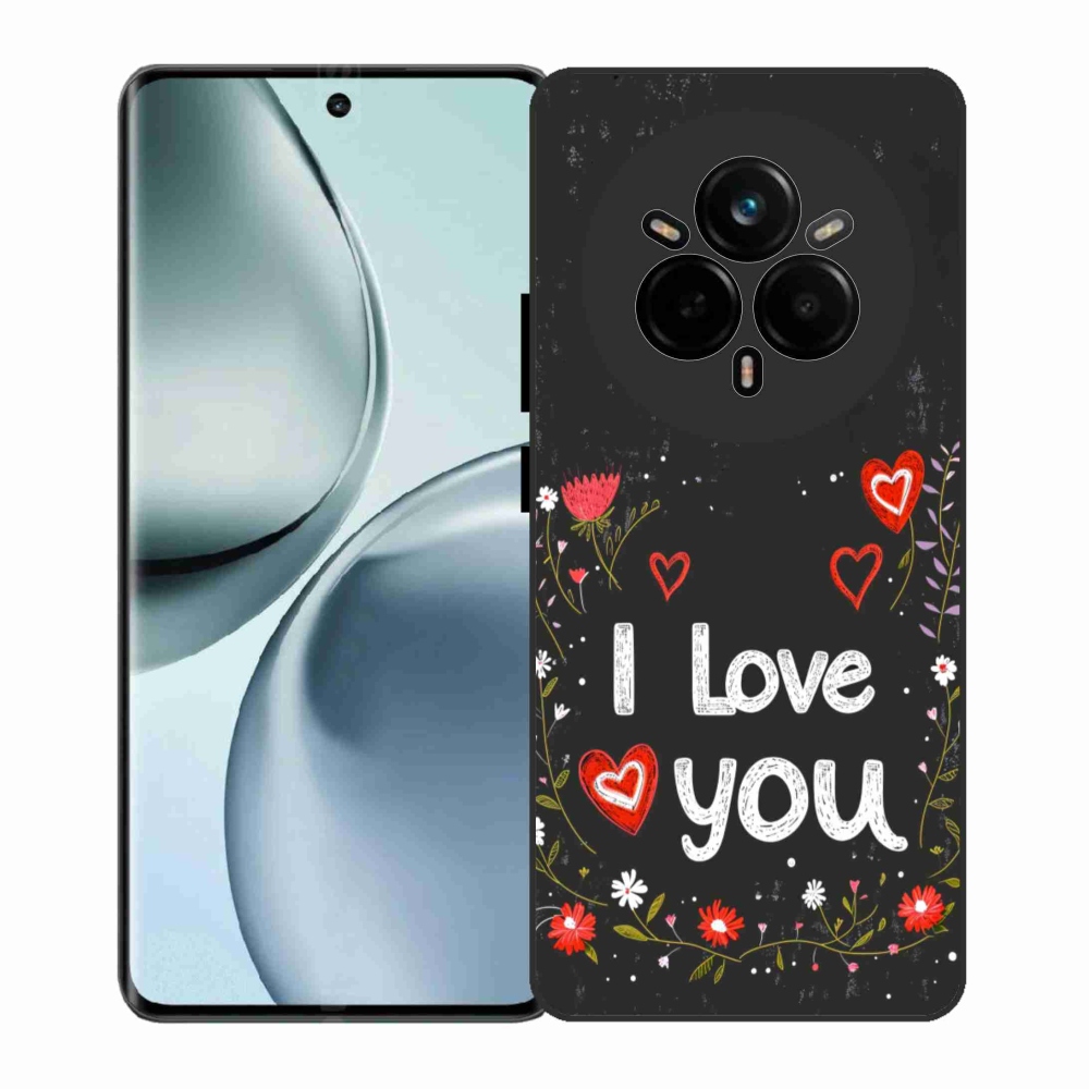 Gelový kryt mmCase na Realme 14 Pro 5G - I love you černé pozadí