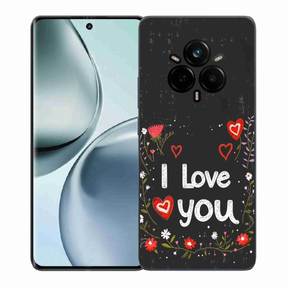 Gelový kryt mmCase na Realme 14 Pro+ 5G - I love you černé pozadí