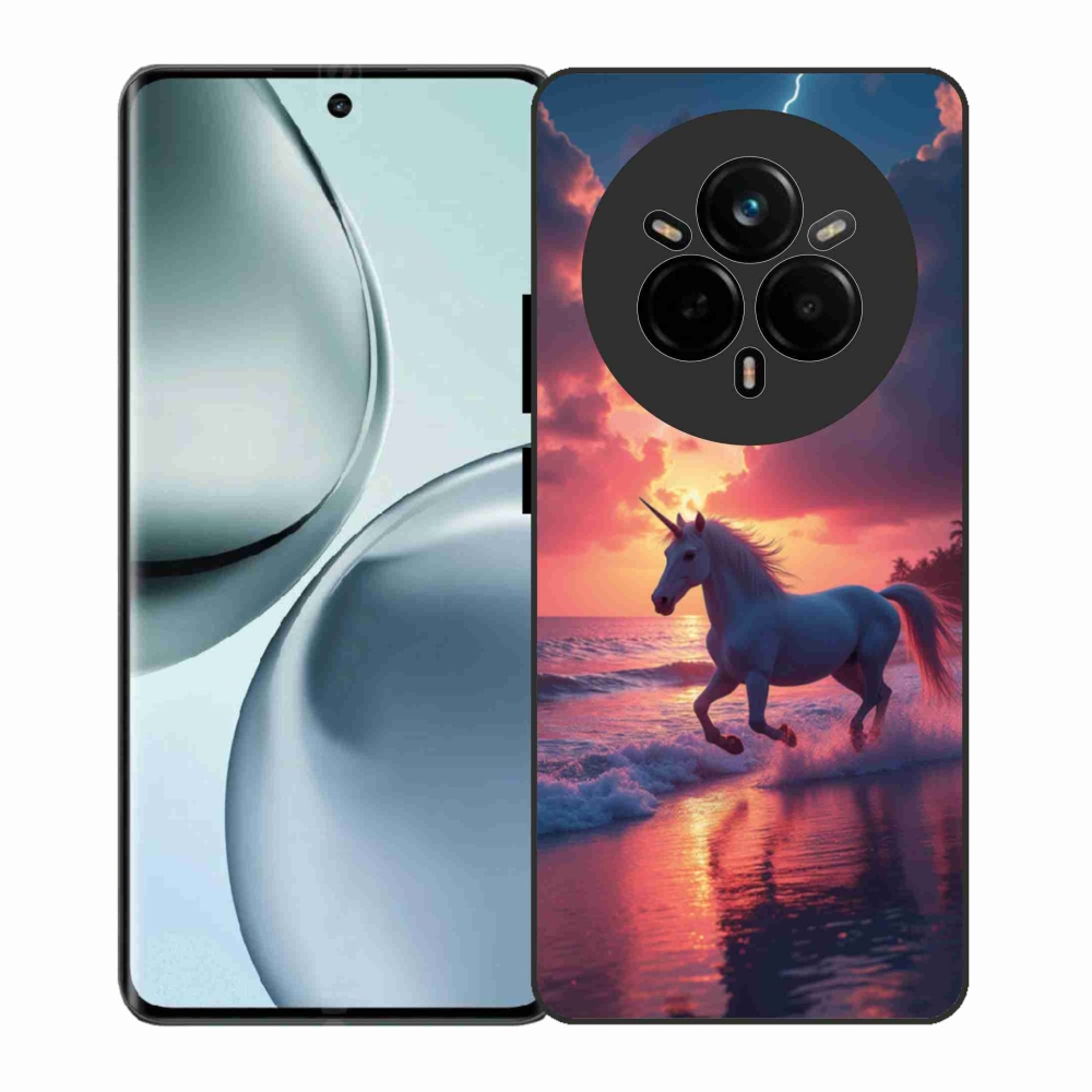 Gelový kryt mmCase na Realme 14 Pro 5G - jednorožec na pláži
