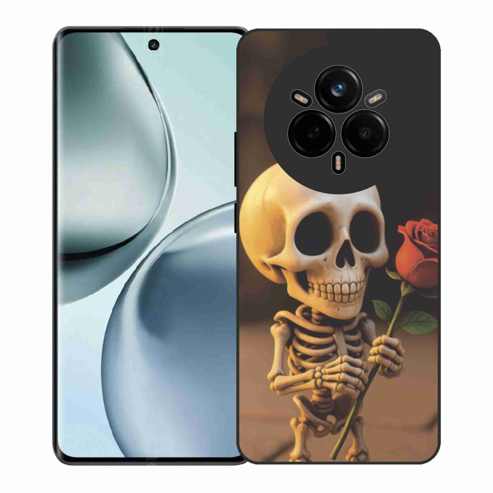 Gelový kryt mmCase na Realme 14 Pro+ 5G - kostlivec s růží