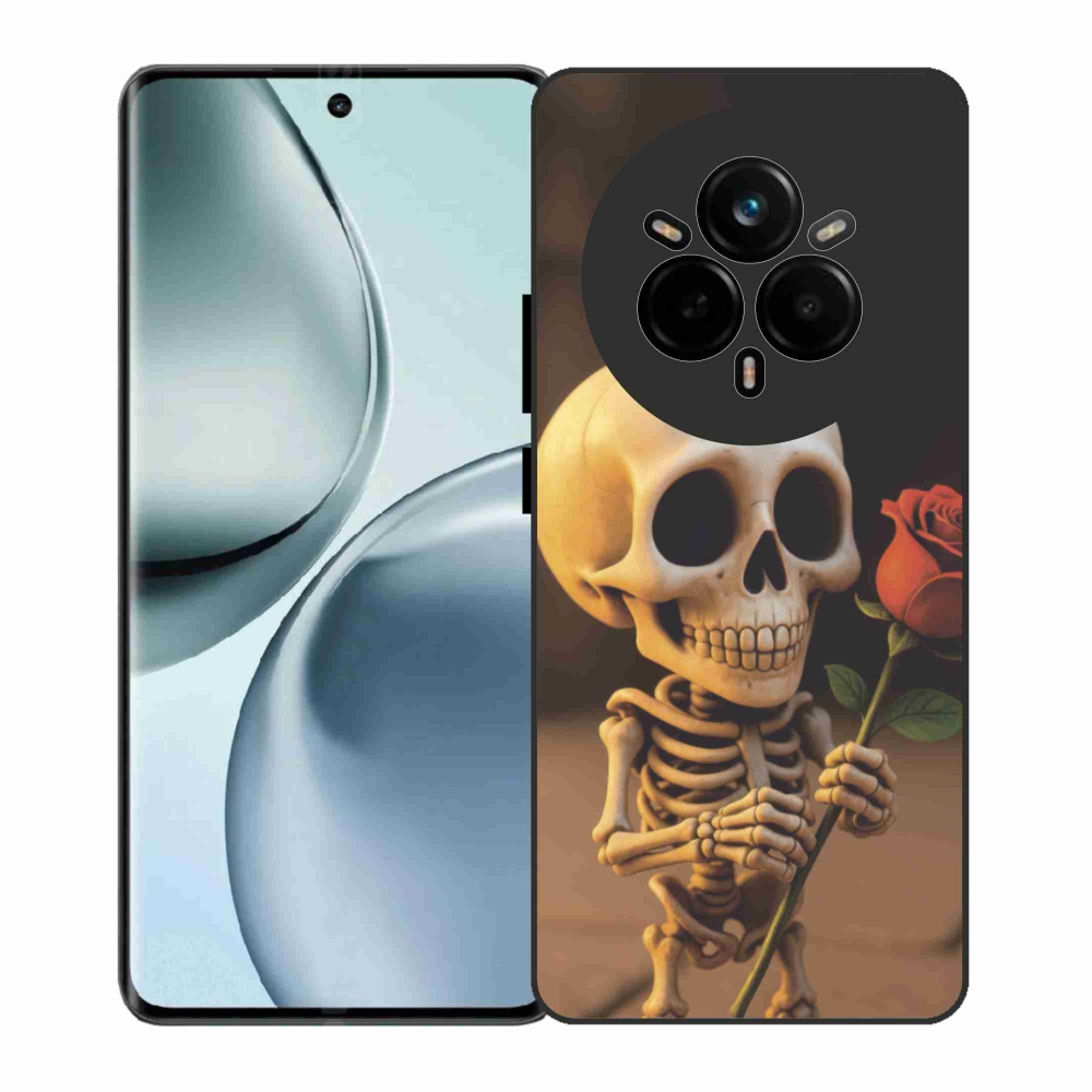 Gelový kryt mmCase na Realme 14 Pro 5G - kostlivec s růží