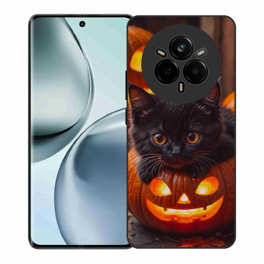 Gelový kryt mmCase na Realme 14 Pro+ 5G - kotě a dýně