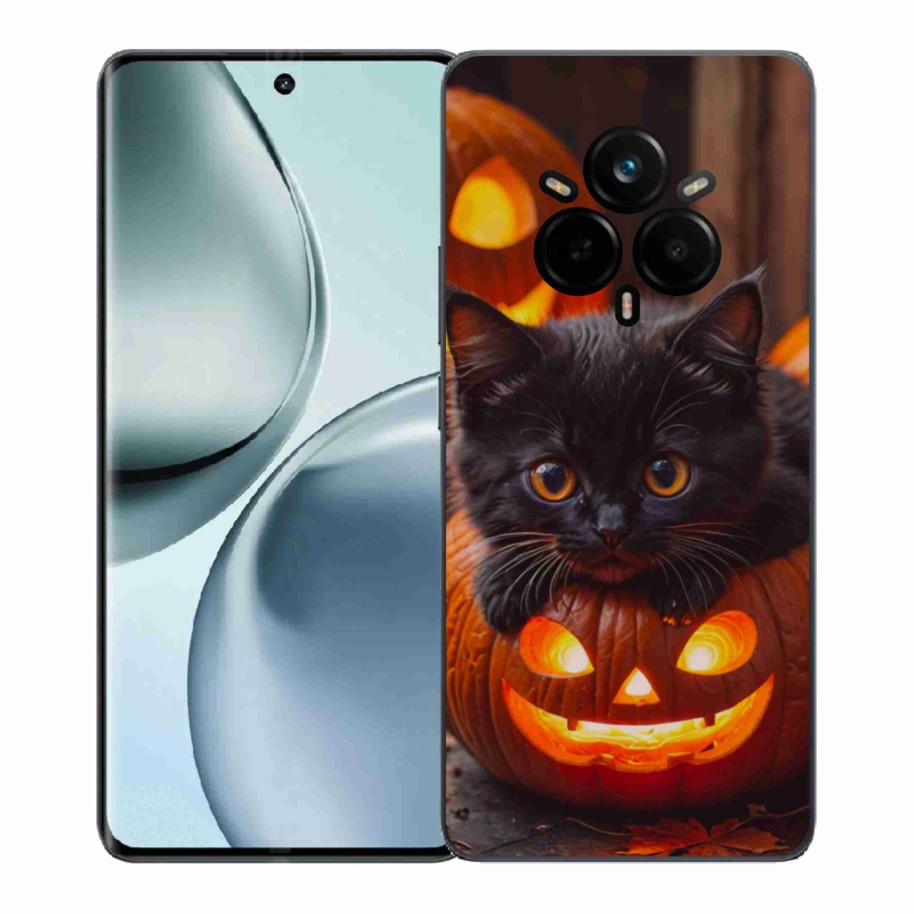 Gelový kryt mmCase na Realme 14 Pro 5G - kotě a dýně