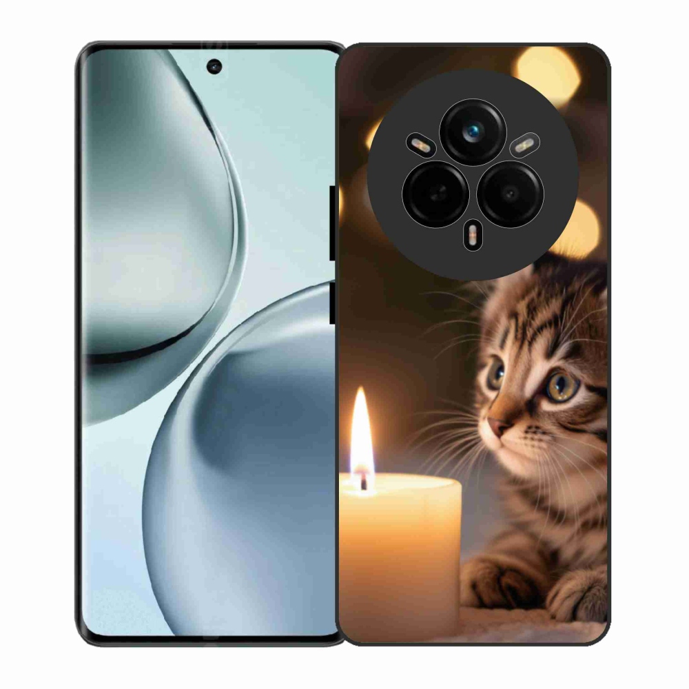 Gelový kryt mmCase na Realme 14 Pro 5G - kotě a svíčka