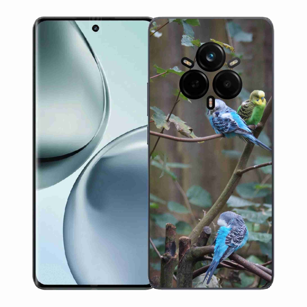 Gelový kryt mmCase na Realme 14 Pro+ 5G - papoušci na větvi