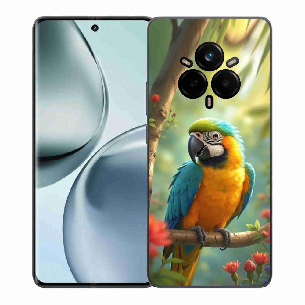 Gelový kryt mmCase na Realme 14 Pro+ 5G - papoušek ara modrožlutá