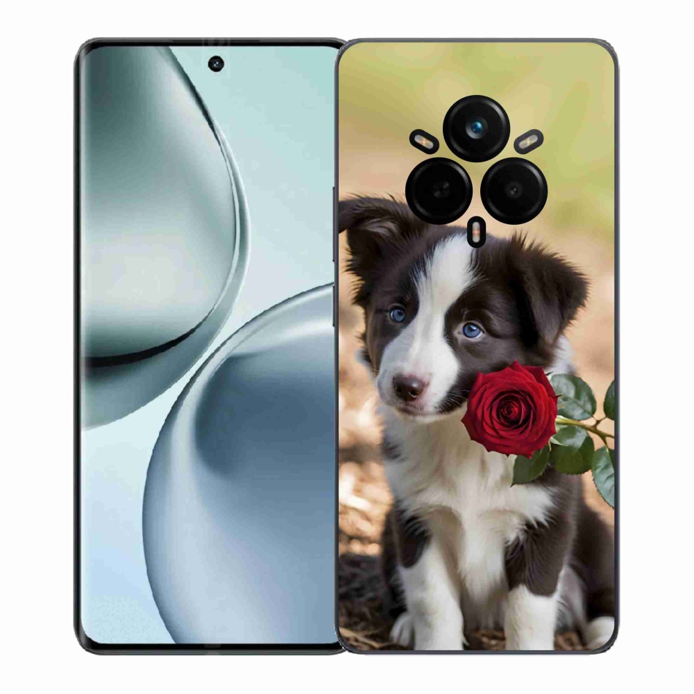 Gelový kryt mmCase na Realme 14 Pro 5G - roztomilá border kolie s růží