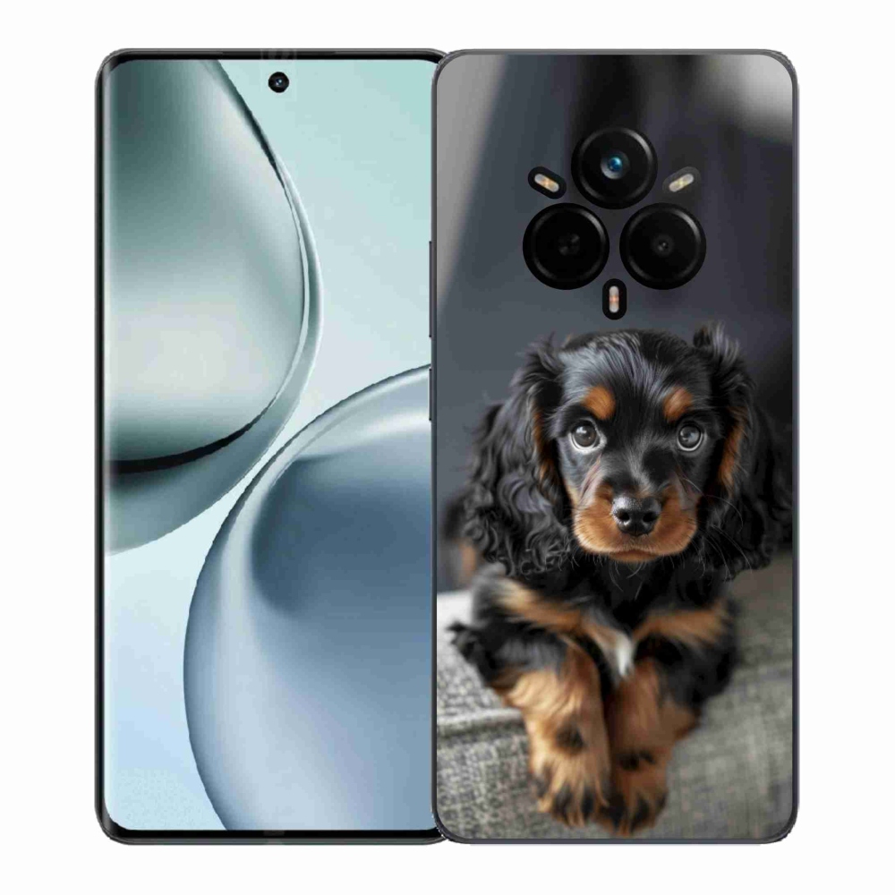 Gelový kryt mmCase na Realme 14 Pro 5G - roztomilý dlouhosrstý jezevčík