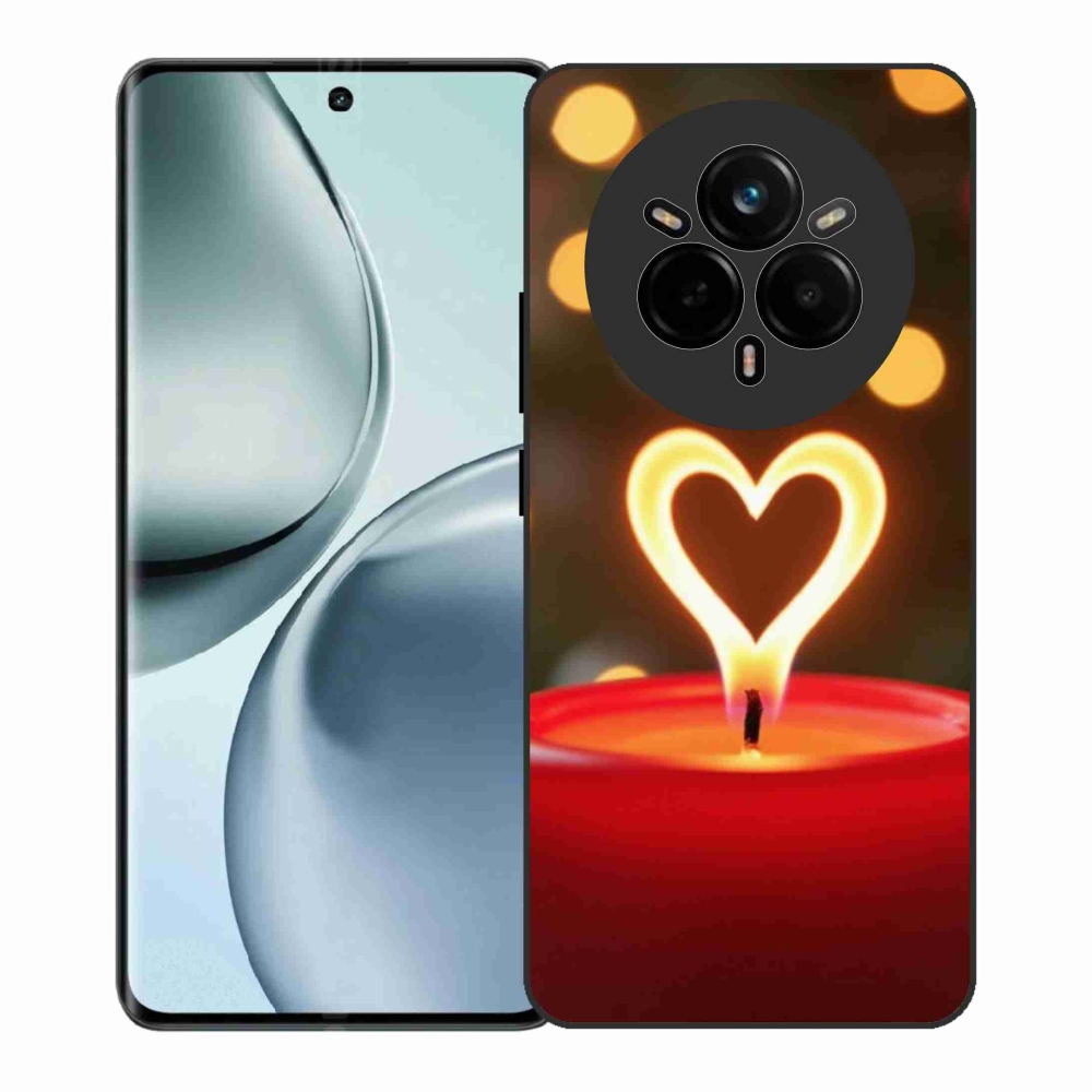 Gelový kryt mmCase na Realme 14 Pro+ 5G - srdce z plamene