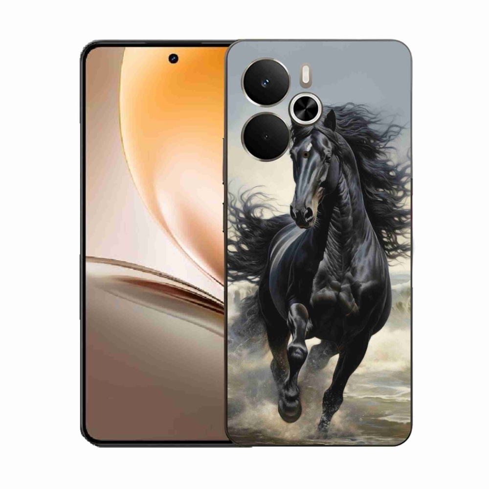 Gelový kryt mmCase na Realme 14T 5G/14 5G - běžící černý kůň