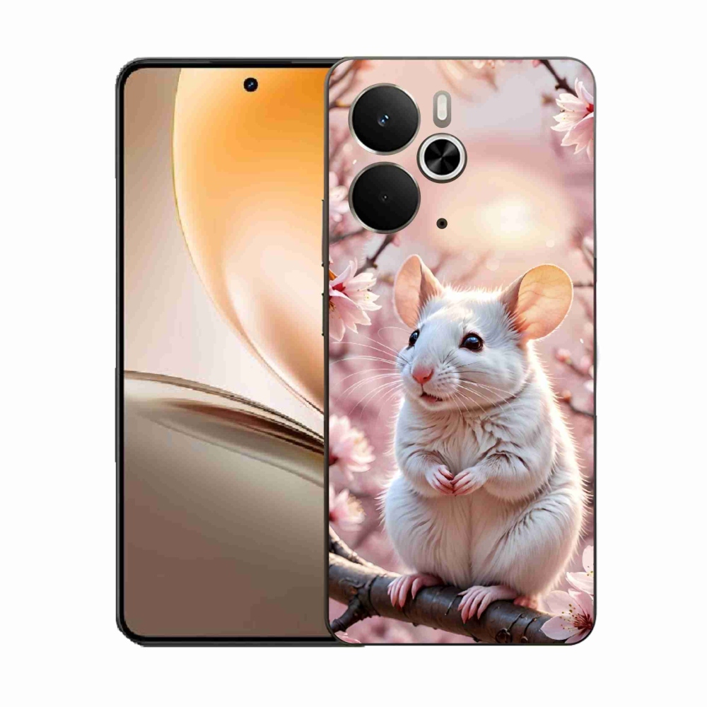 Gelový kryt mmCase na Realme 14T 5G/14 5G - bílá myš na větvi