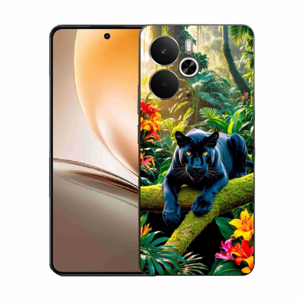 Gelový kryt mmCase na Realme 14T 5G/14 5G - černý panter v džungli