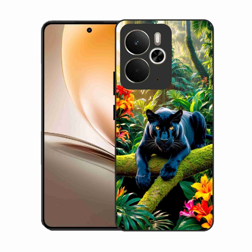 Gelový kryt mmCase na Realme 14T 5G/14 5G - černý panter v džungli