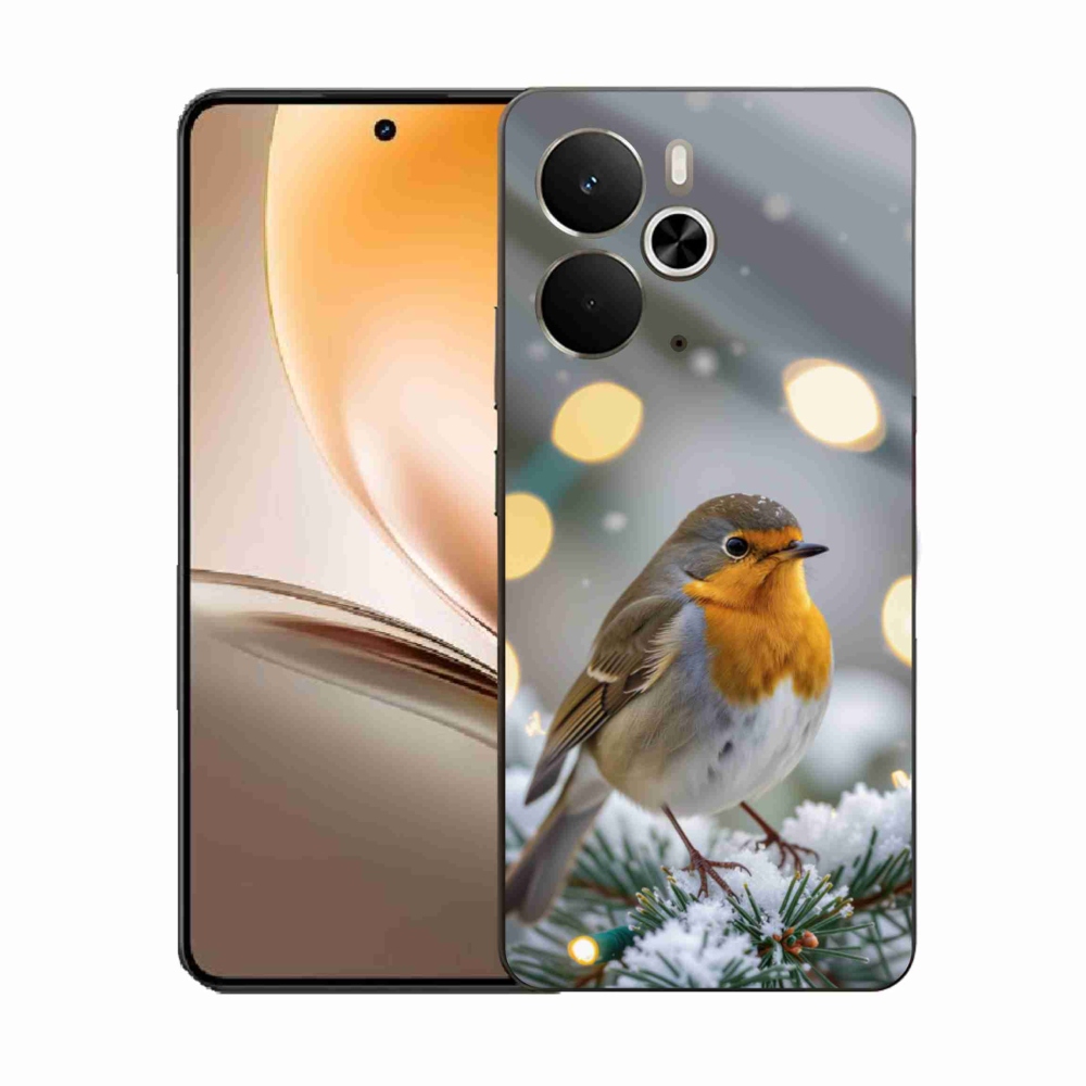Gelový kryt mmCase na Realme 14T 5G/14 5G - červenka v zimě