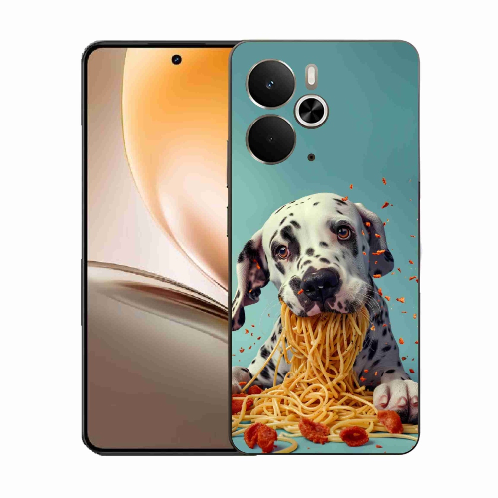 Gelový kryt mmCase na Realme 14T 5G/14 5G - dalmatin a špagety