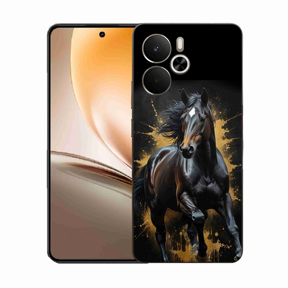 Gelový kryt mmCase na Realme 14T 5G/14 5G - elegantní černý hřebec