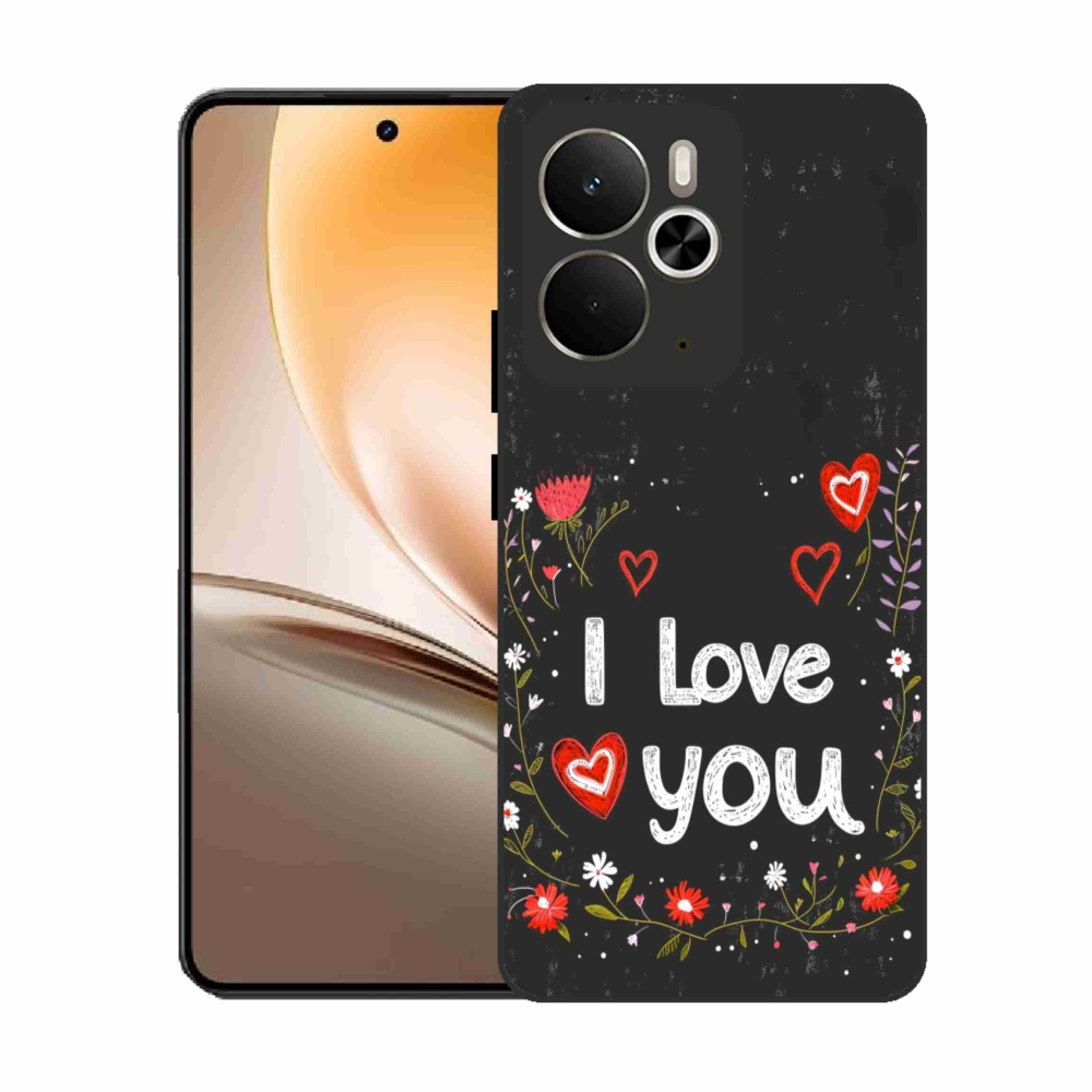 Gelový kryt mmCase na Realme 14T 5G/14 5G - I love you černé pozadí
