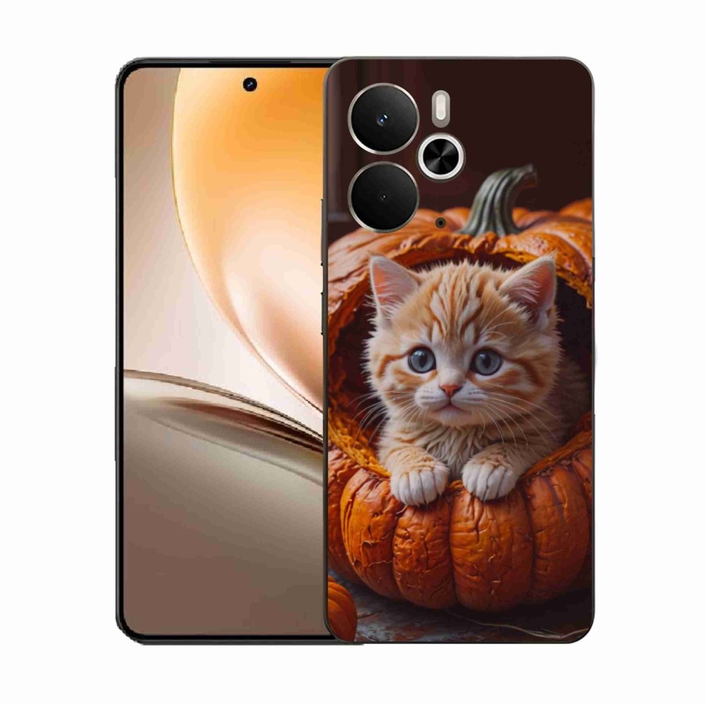 Gelový kryt mmCase na Realme 14T 5G/14 5G - kotě a dýně 2