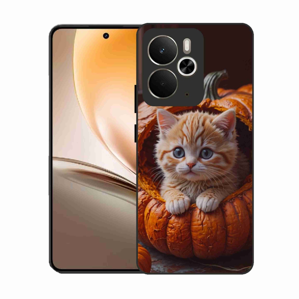 Gelový kryt mmCase na Realme 14T 5G/14 5G - kotě a dýně 2