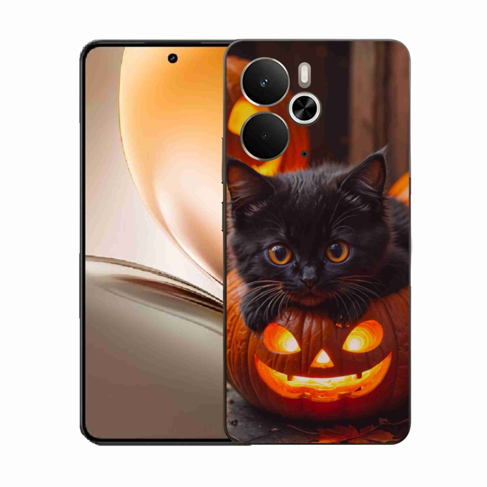 Gelový kryt mmCase na Realme 14T 5G/14 5G - kotě a dýně
