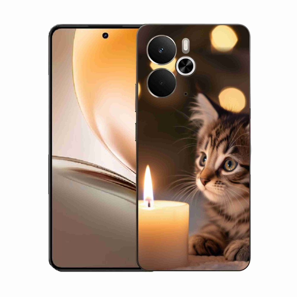 Gelový kryt mmCase na Realme 14T 5G/14 5G - kotě a svíčka